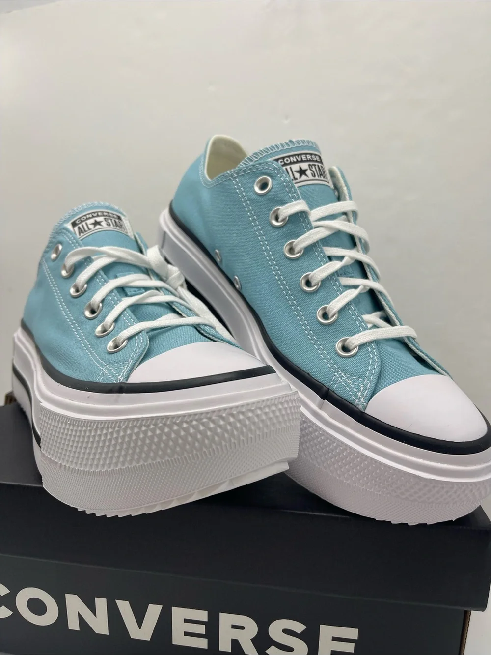 Converse WMNS CTAS LIFT DOUBLE STACK OX DEJA BLUE/BLACK/WHITE Platform Sneakers